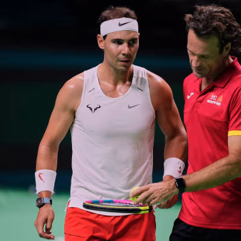 Nadal and Moyà at the last Davis Cup, their final event together. Source: Getty