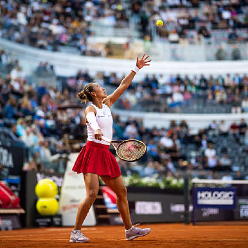 Zheng scores a direct hit from another planet. Photo: Getty