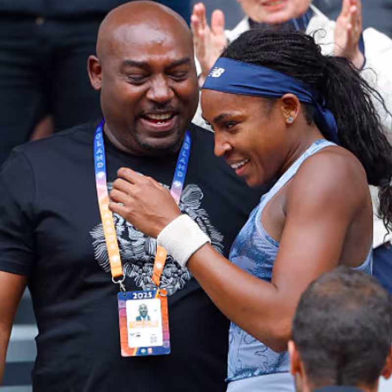 Corey Gauff celebrates Roland Garros alongside his daughter. Source: Getty