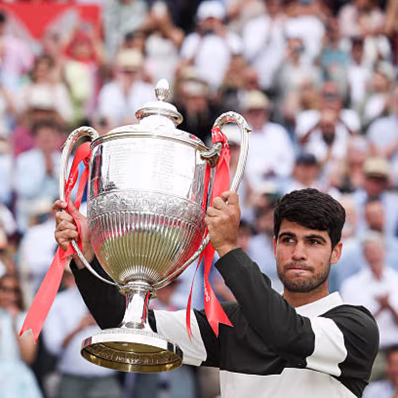 Alcaraz equals Nadal and Feliciano López as Spanish players with the most titles on grass. Photo: Getty