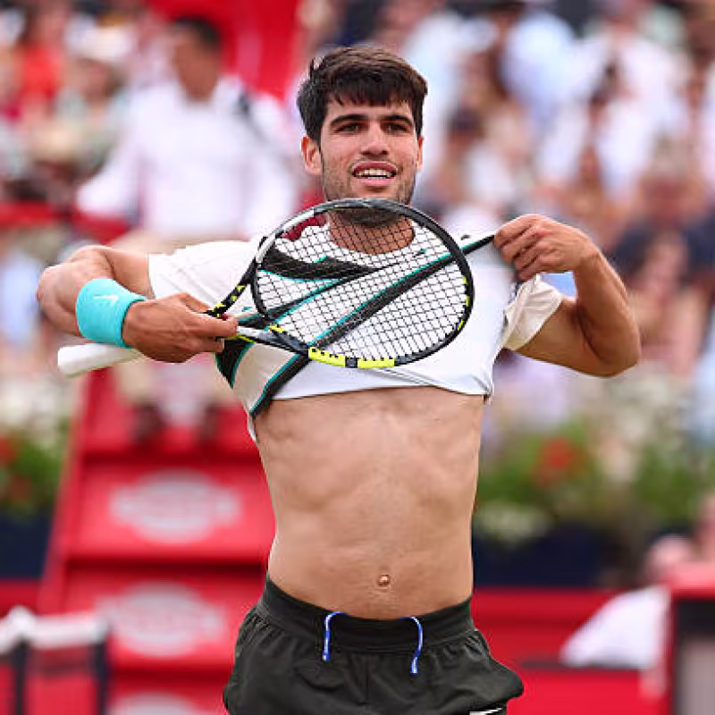 Alcaraz on court: "I didn't have expectations to win." Photo: Getty