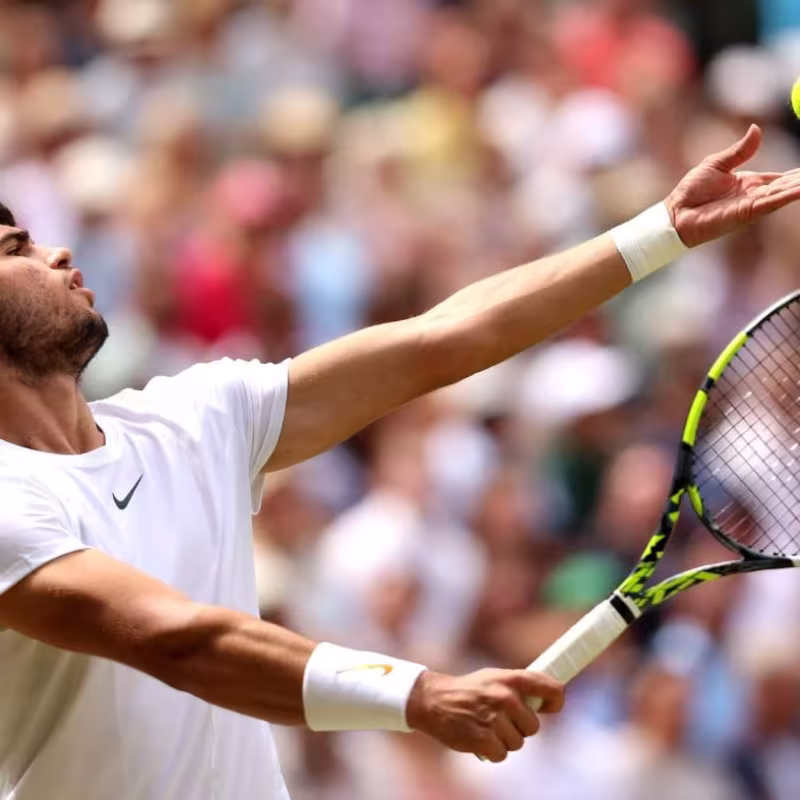 Why does Alcaraz's serve cause so much damage on grass? Photo: Getty
