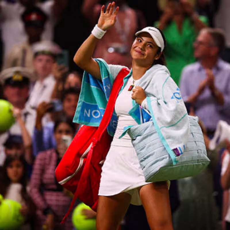 Emma Raducanu, eliminated at Wimbledon 2025. Source: Getty