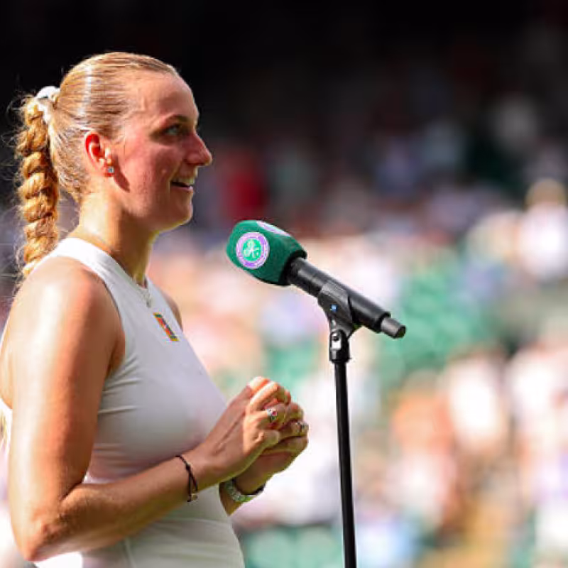 Petra Kvitova in her farewell at Wimbledon. Source: Getty