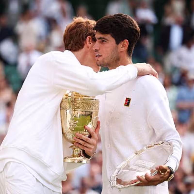 Carlos Alcaraz after the Wimbledon 2025 final. Photo: Getty