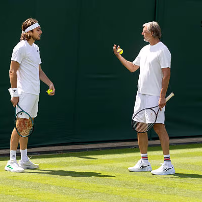 Stefanos Tsitsipas and Goran Ivanisevic. Photo: Getty