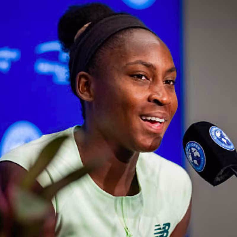 Cori Gauff speaks with the press in Cincinnati. Source: Getty