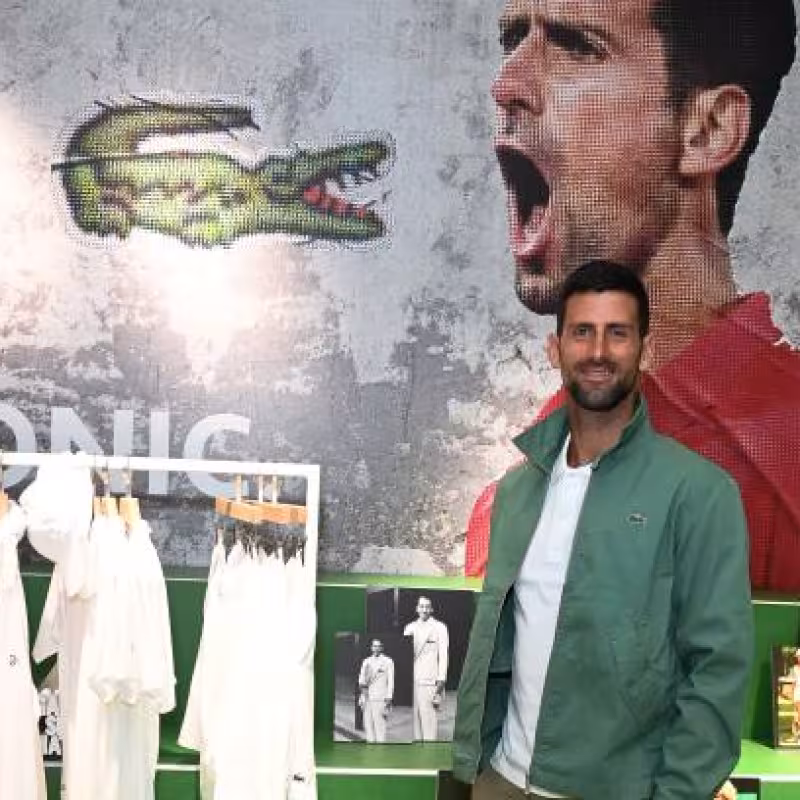 Lacoste changes its iconic crocodile logo for a goat in honor of Djokovic. Photo: Getty Images