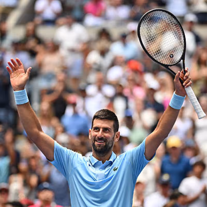 Svajda's physicality saves Djokovic from a bad day. Photo: Getty Images