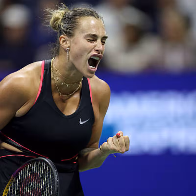 Sabalenka pulls through a tough match against Polina Kudermetova. Photo: Getty.