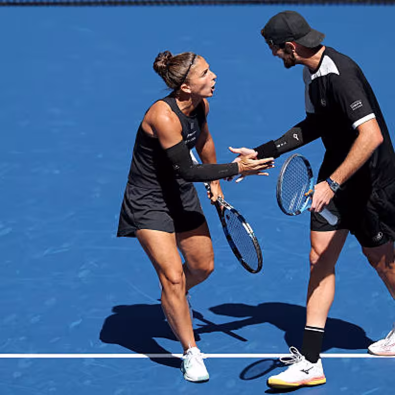 Sara Errani and Vavassori, during their successful debut in the mixed doubles of the US Open.