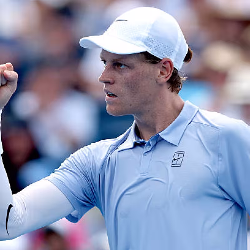 Jannik Sinner in a press conference after defeating Terence Atmane in the semifinals. Photo: Getty