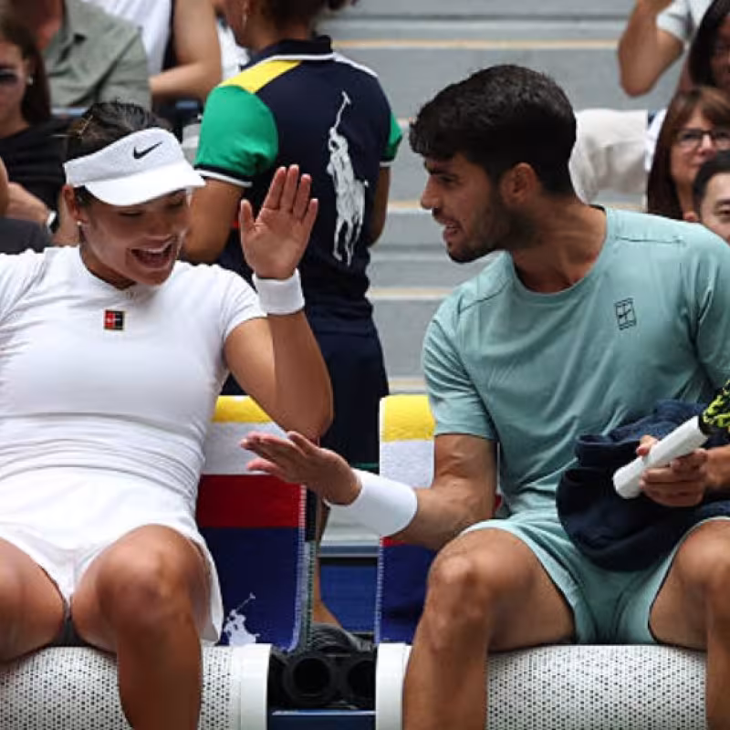 Carlos Alcaraz and Emma Raducanu at the US Open 2025. Photo: Getty