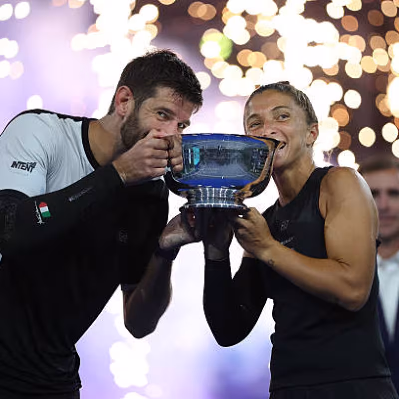 Andrea Vavassori and Sara Errani, champions of the US Open 2025 in mixed doubles. Photo: Getty
