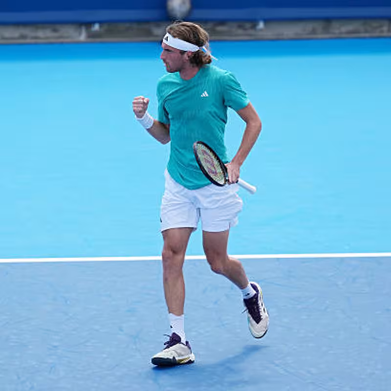 Stefanos Tsitsipas talks in Cincinnati about his father and coaching changes. Photo: Getty