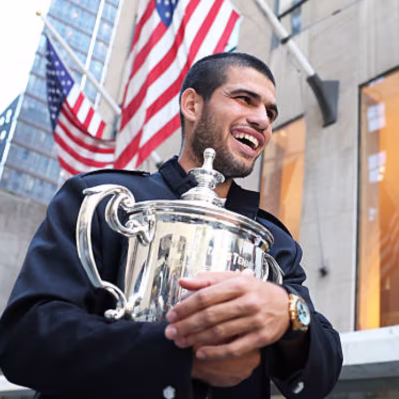 Alcaraz comments on his famous Instagram post 'Money, Racquet, and Potatoes'. Photo: Getty Images.