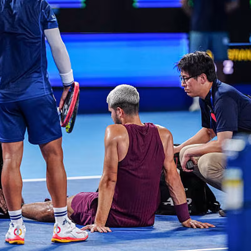 Carlos Alcaraz, ankle scare. Photo: gettyimages