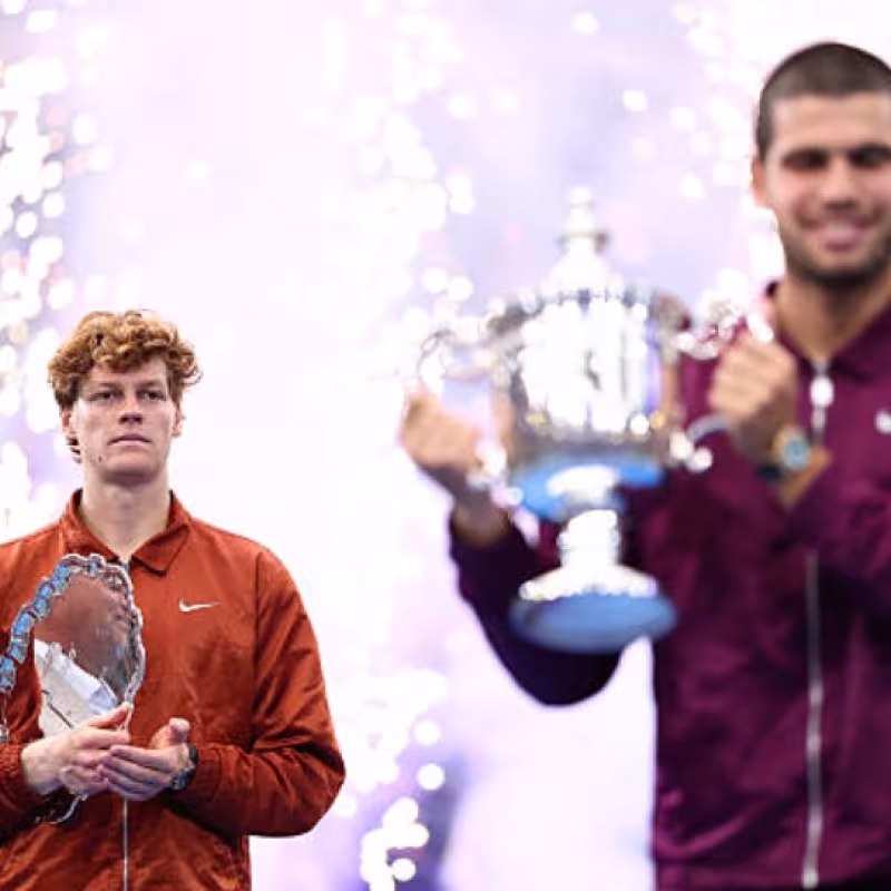 Jannik Sinner and Carlos Alcaraz at the US Open 2025. Photo: Getty