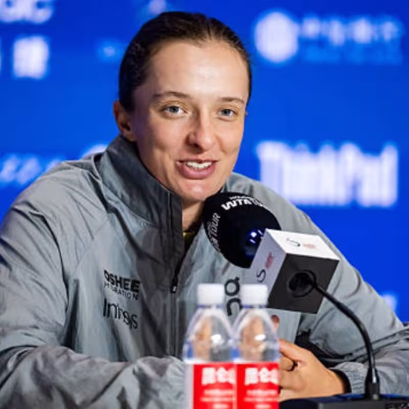 Iga Swiatek at the WTA Beijing 2025 press conference. Photo: Getty