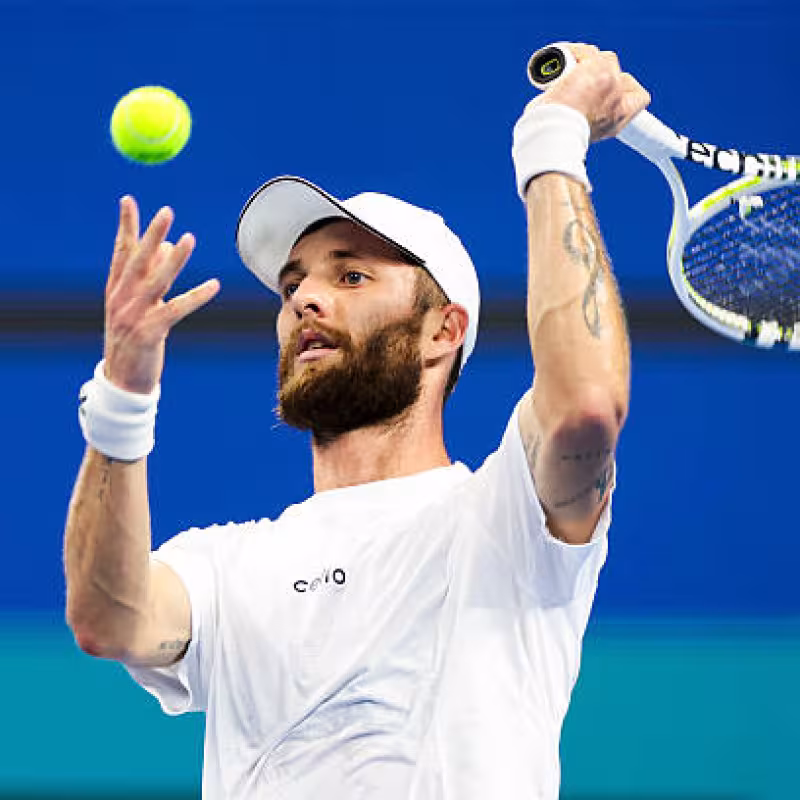 Moutet fulfills as favorite against a combative Tomic. Photo: Getty