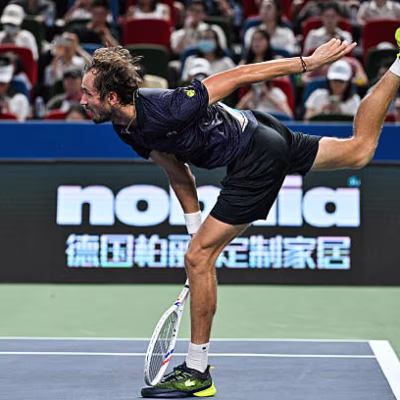 Medvedev shows mercy to an energy-depleted De Minaur. Photo: Getty