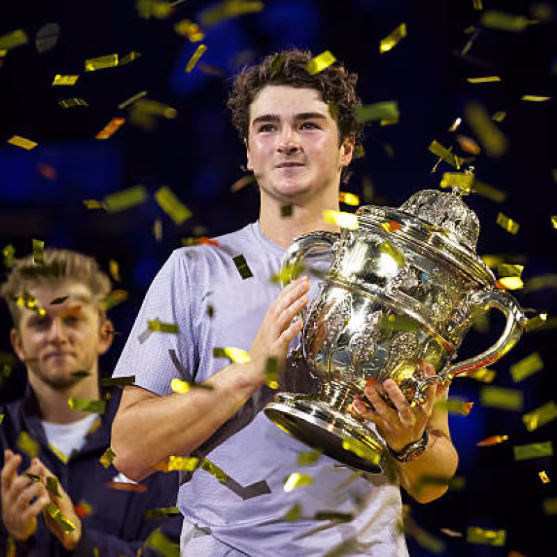 Joao Fonseca, with the title of champion in Basel after a magnificent final. Source: Getty