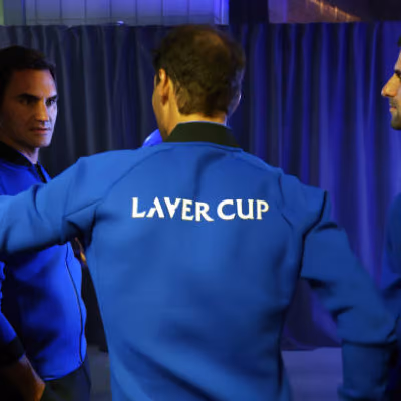 Novak Djokovic with Rafa Nadal and Roger Federer. Photo: Getty