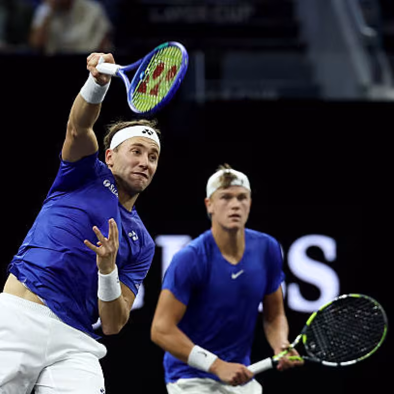 Ruud showed sportsmanship with Rune after the Dane's injury in Stockholm. Source: Getty