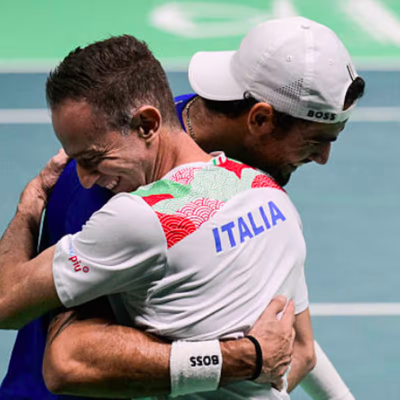 Italy swiftly resolves against Austria in the Davis Cup. Source: Getty