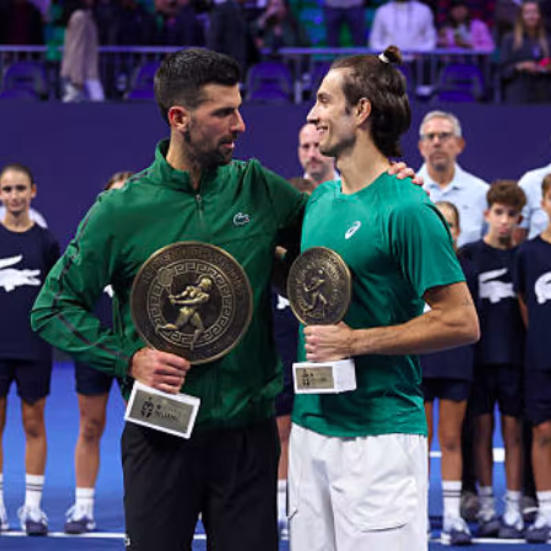 This was the moment when Djokovic tells Musetti that he is giving him his place in the ATP Finals. Source: Getty