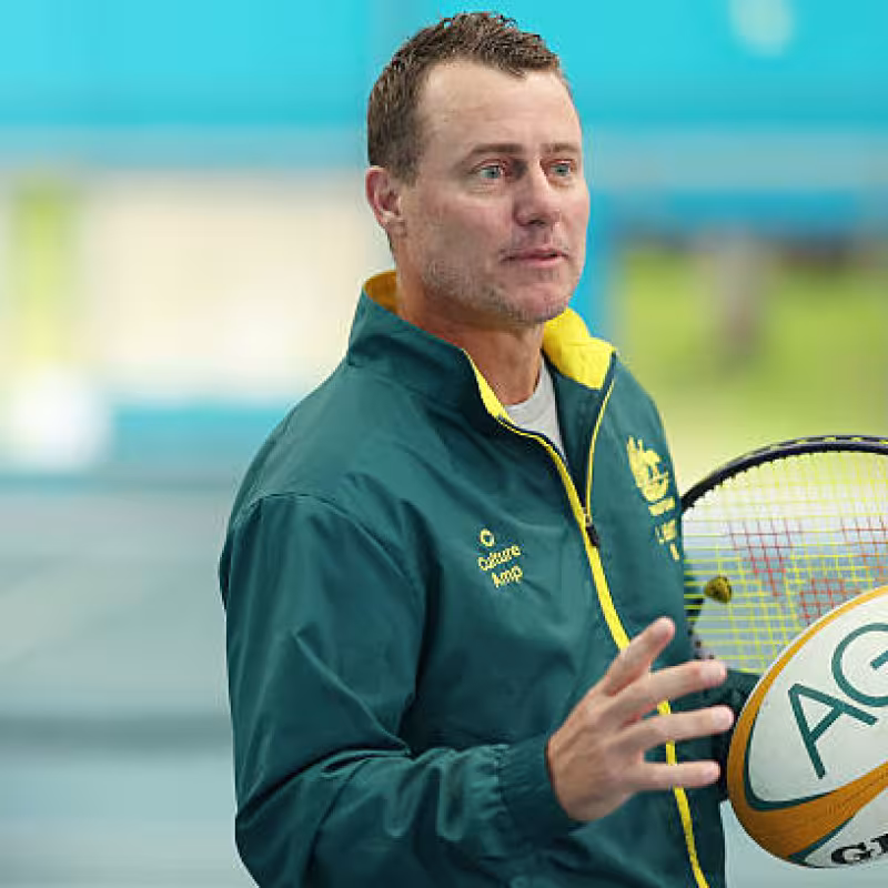Lleyton Hewitt, victory with his son. Photo: gettyimages