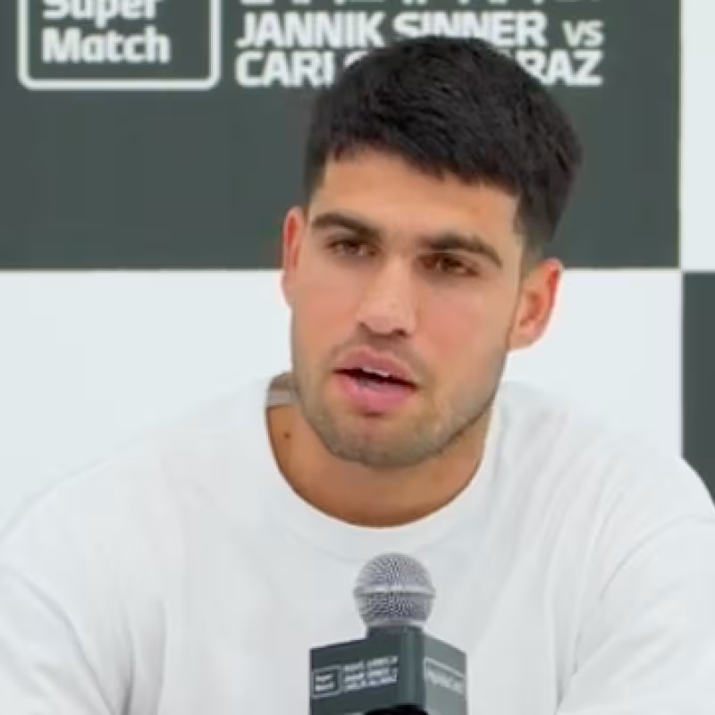 Carlos Alcaraz in his press conference before the exhibition in South Korea.