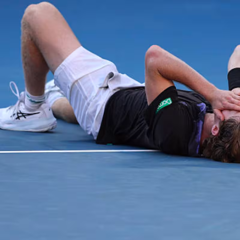 Dane Sweeny celebrates his first victory in a Grand Slam. Source: Getty