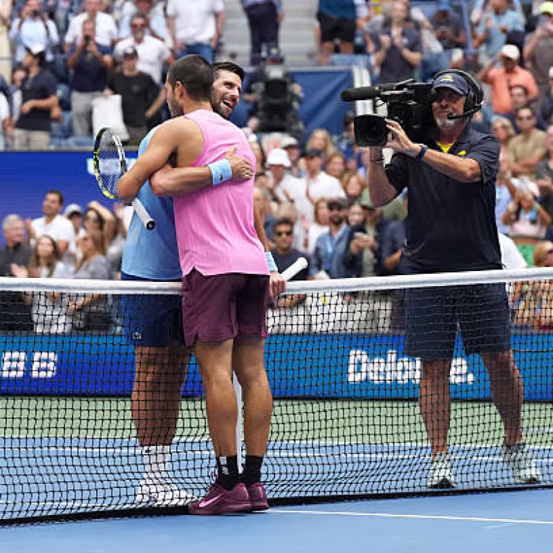 Djokovic and his reaction to Alcaraz's new serve: "We need to talk about copyright." Photo: Gettyimages.
