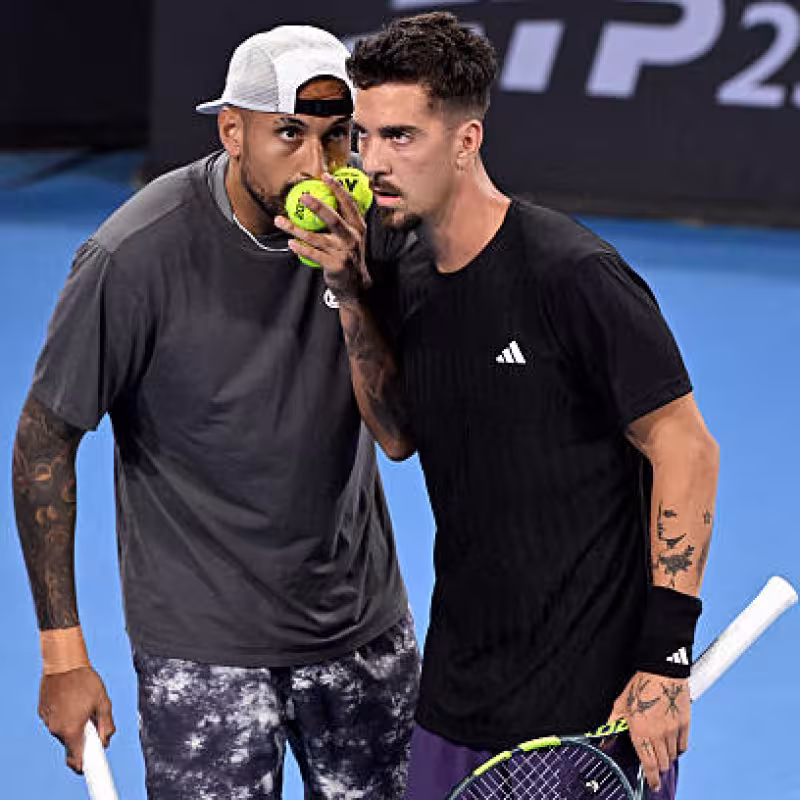 Kyrgios and Kokkinakis bid farewell to their aspirations in the Brisbane doubles after falling in the round of 16. Photo: Gettyimages