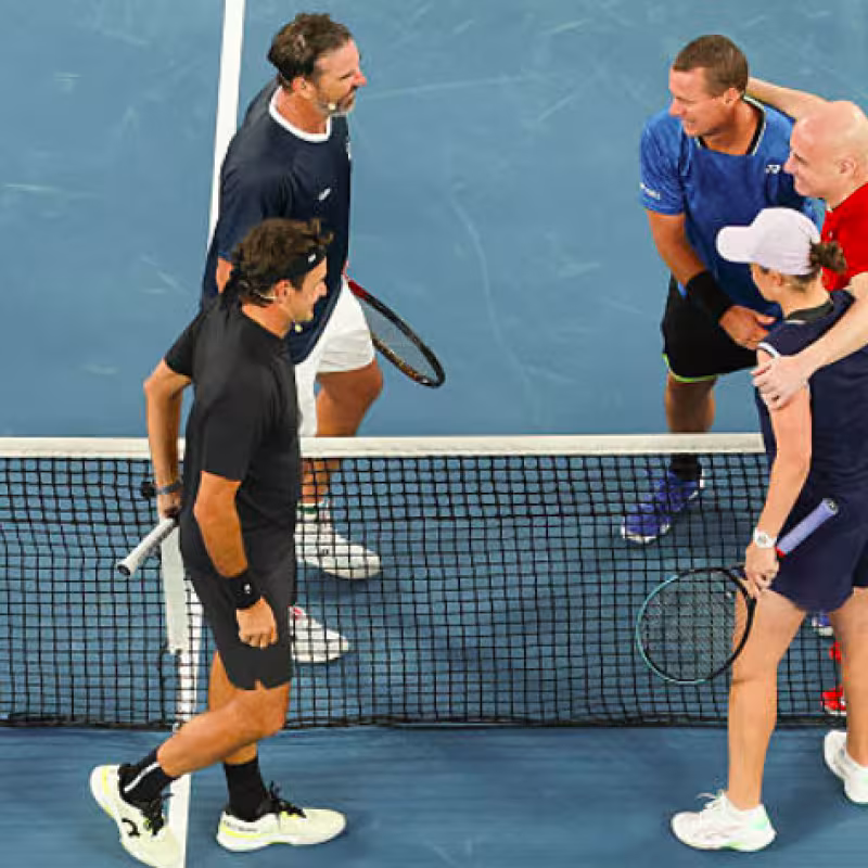 This is how Federer closed the legends match before the 2026 Australian Open. Source: Getty