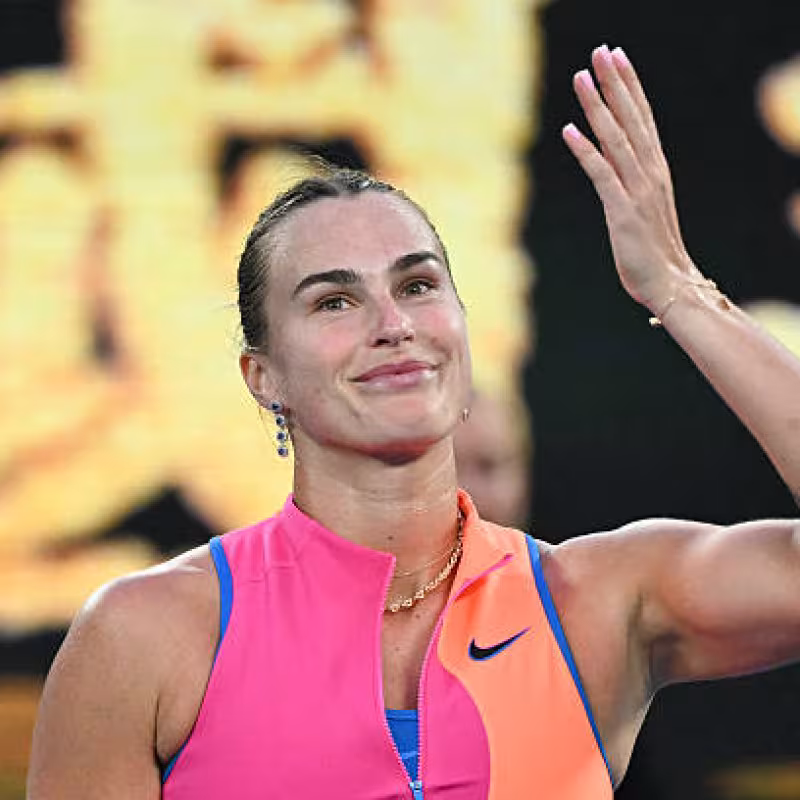 Aryna Sabalenka, selfie with Federer and Laver. Photo: Getty Images