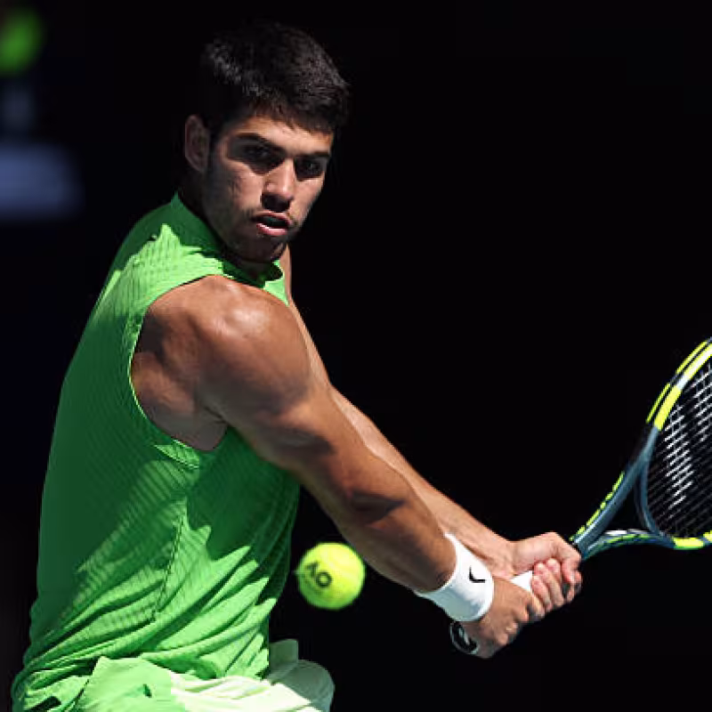 Alcaraz on the court: "I am surprising myself with the serve". Photo: Getty