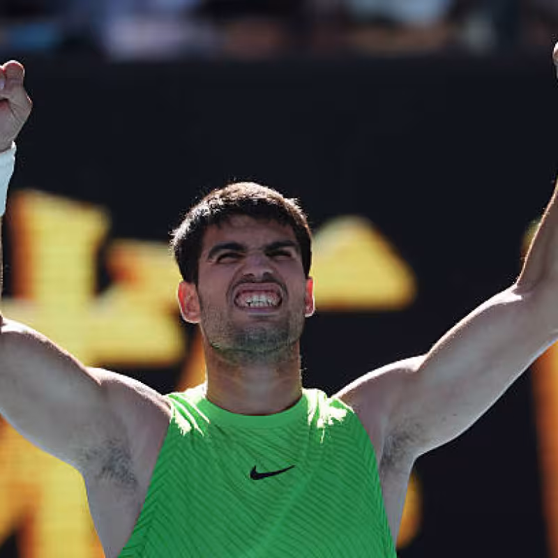 Alcaraz on the court: "It was harder than I thought, the balls were coming at me like bombs." Photo: Getty