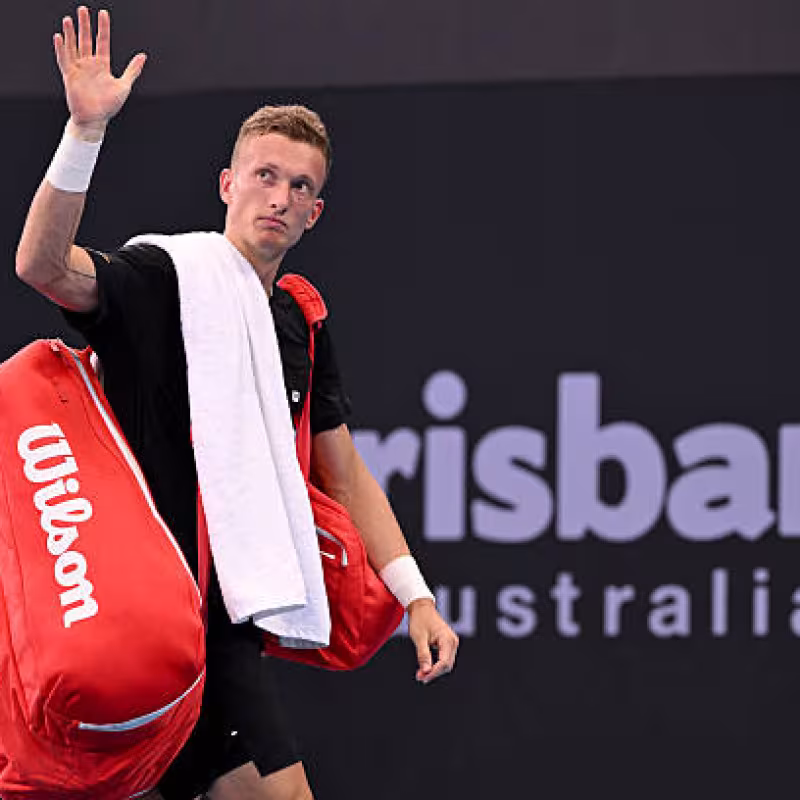 Jiri Lehecka, injury in Brisbane. Photo: gettyimages
