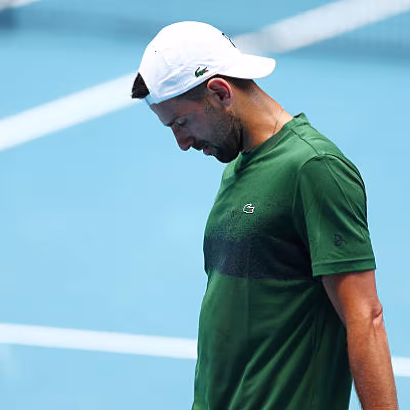 Novak Djokovic, pain in training. Photo: gettyimages