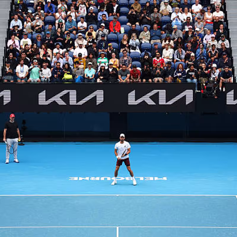 Djokovic is already training in Melbourne under the watchful eye of the Australians. Photo: Getty