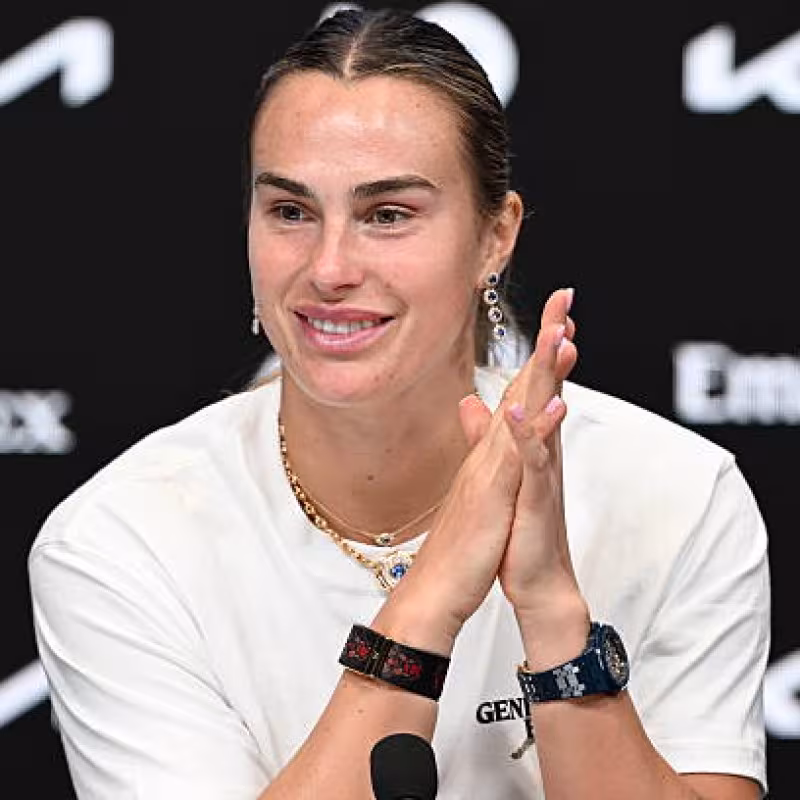 Sabalenka proudly spoke in a press conference after reaching the final in Australia. Source: Getty