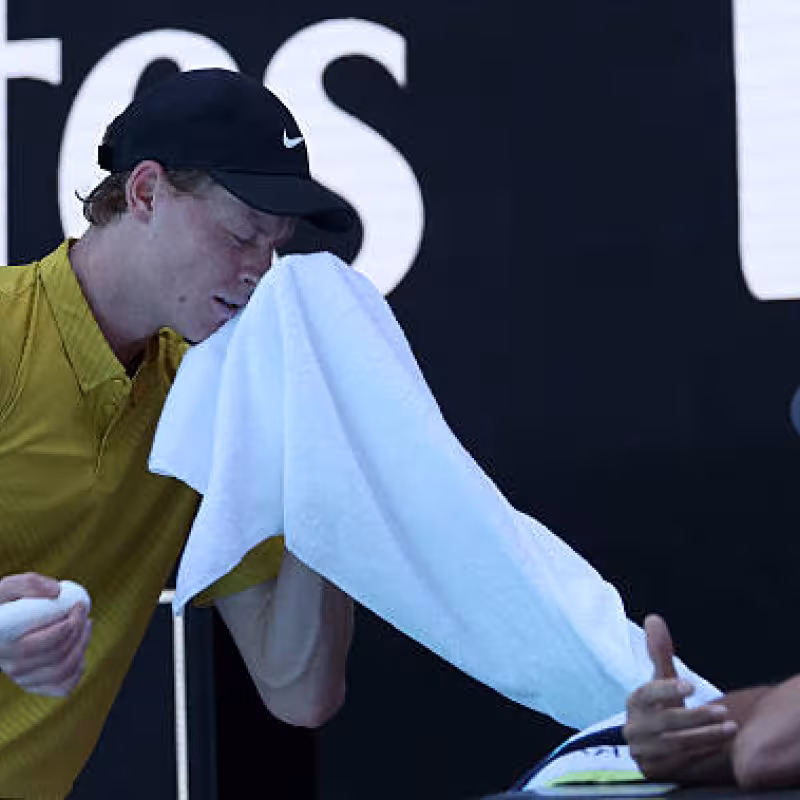Jannik Sinner appeared at a press conference after his victory against Spizzirri. Source: Getty