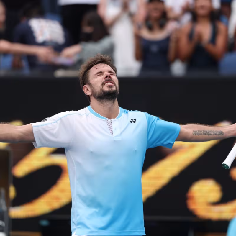 Wawrinka celebrates victory in Australia. Photo: Getty
