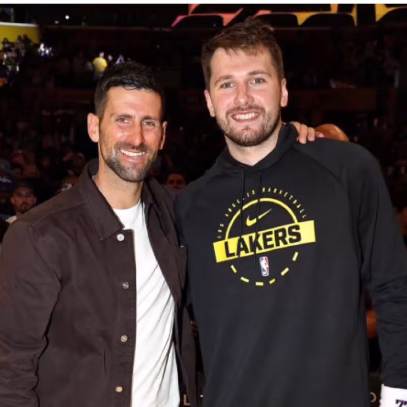 Djokovic and Doncic, in Los Angeles. Photo: X