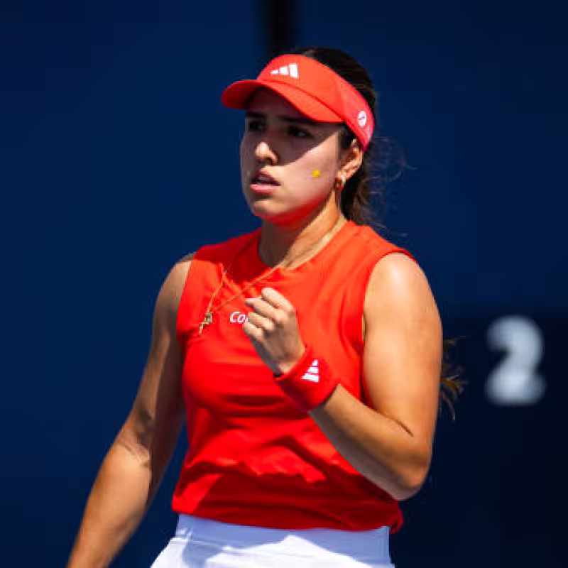 Osorio overcomes a frustrated Siniakova in Miami. Source: Getty