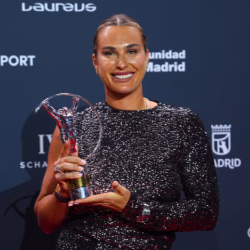 Sabalenka's inspiring speech after winning the Laureus. Source: Getty