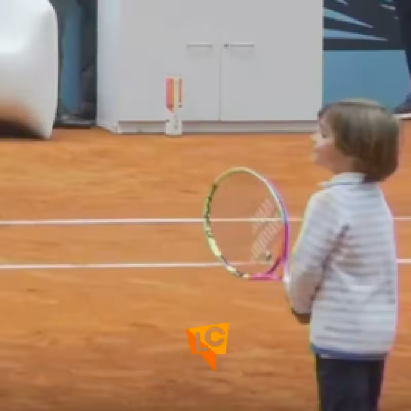 This is how Rafa Nadal's eldest son hits the ball. Source: Twitter.