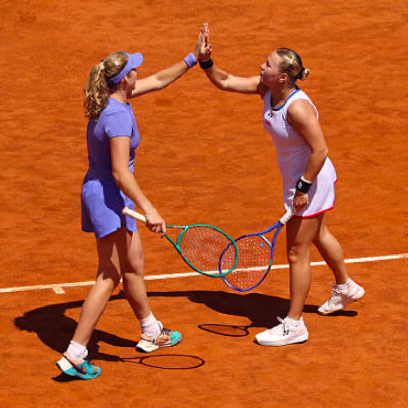 Andreeva and Shnaider win the title in Rome. Source: Getty